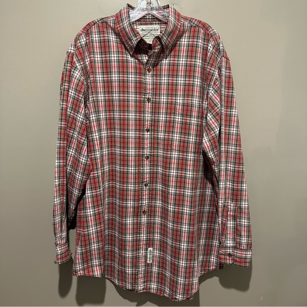 Abercrombie & Fitch Shirt Mens Lg Plaid Button Up Classic Lumberjack Outdoors
